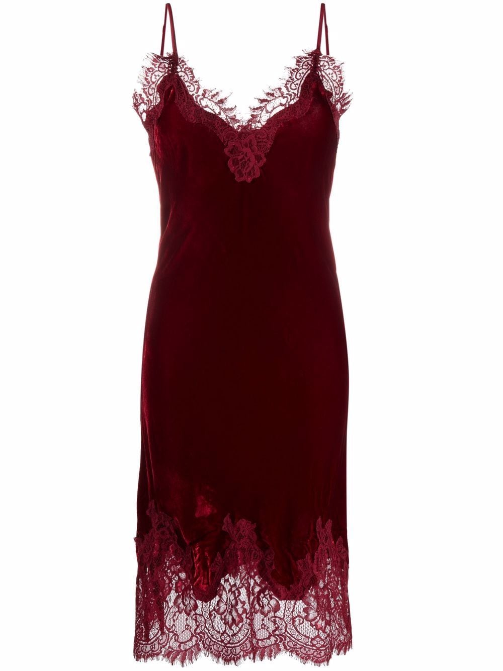 Goldhawk GOLDHAWK- Lace-trim Velvet Slip Dress