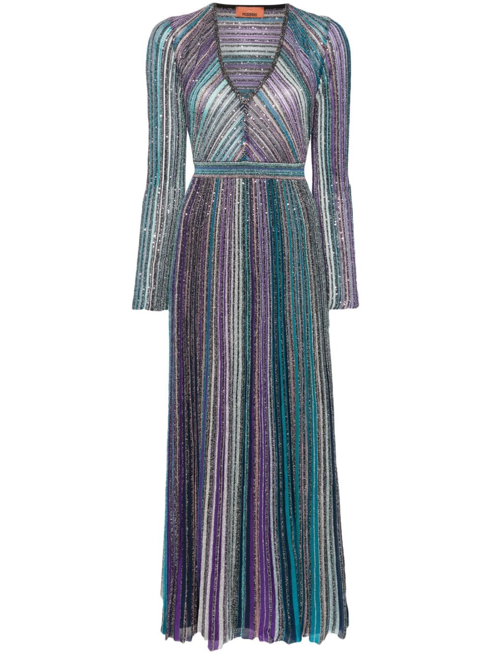 Missoni MISSONI- Striped V-necked Long Dress