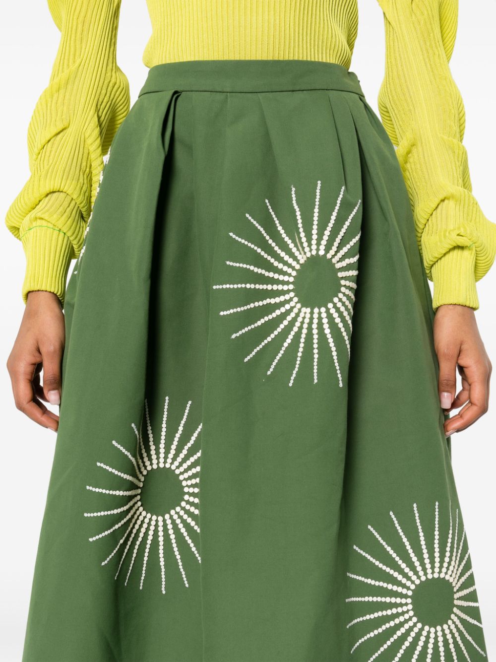 Dries Van Noten DRIES VAN NOTEN- Embroidered Cotton Midi Skirt