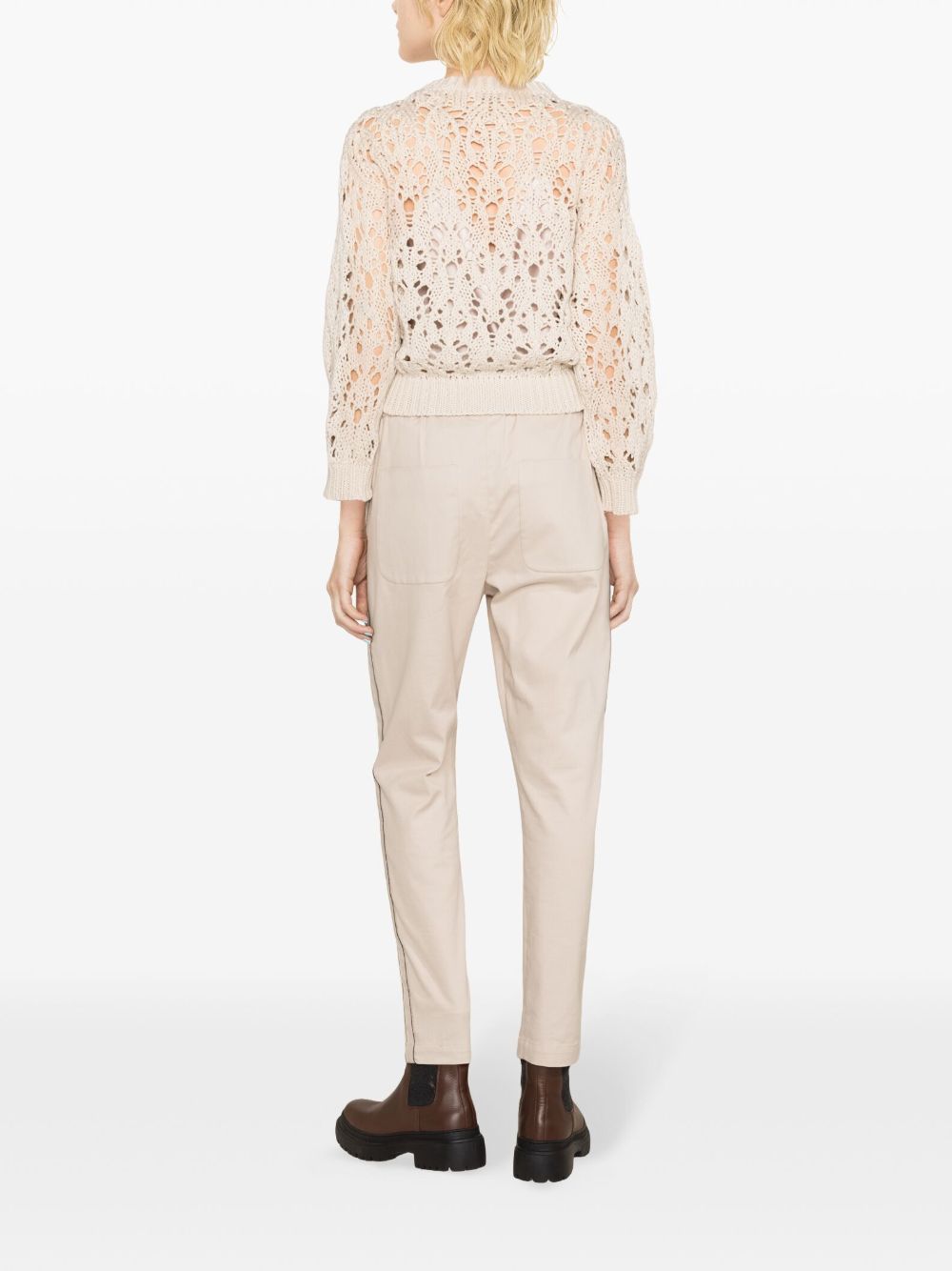 Brunello Cucinelli BRUNELLO CUCINELLI- Openwork Mesh Cotton Sweater