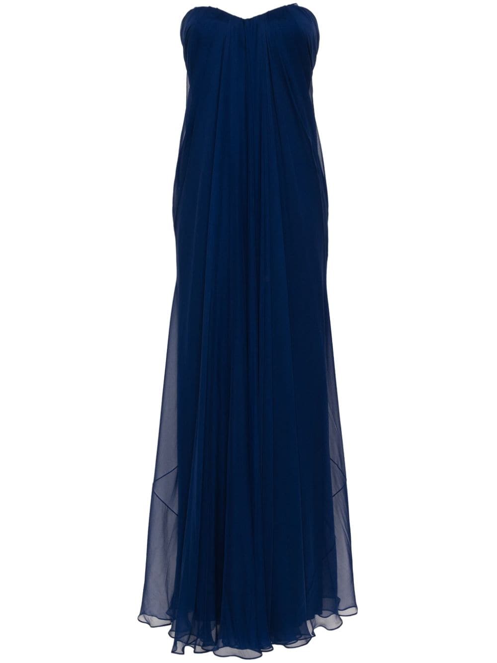 Alexander McQueen ALEXANDER MCQUEEN- Draped Bustier Chiffon Long Dress