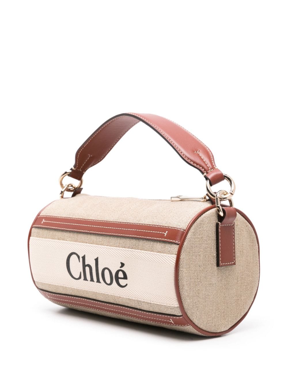 Chloé CHLOÉ- Woody Linen And Leather Shoulder Bag