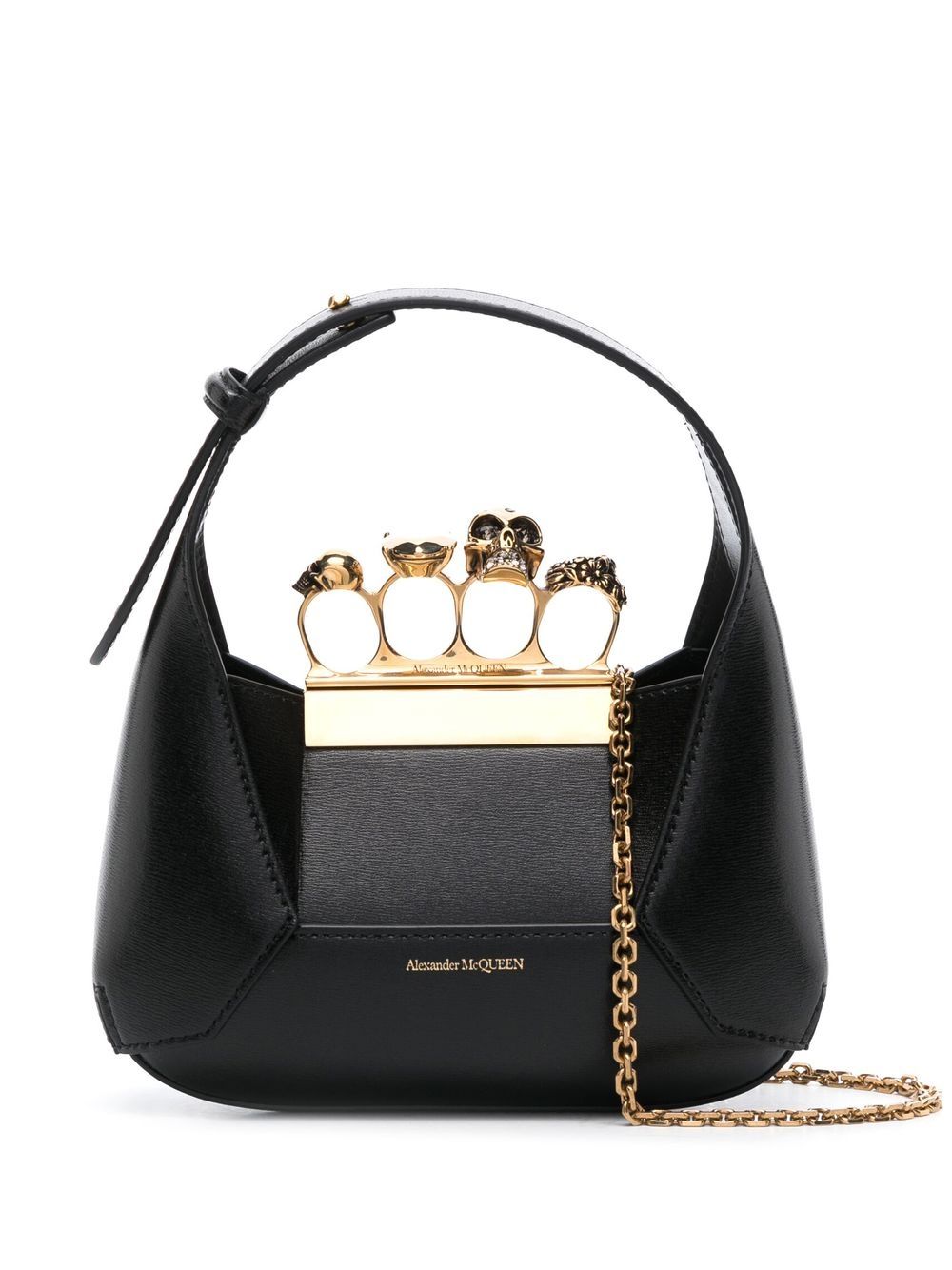 Alexander McQueen ALEXANDER MCQUEEN- Jewelled Hobo Mini Leather Shoulder Bag