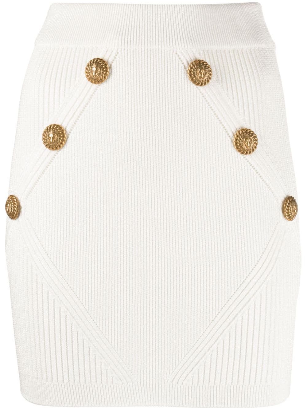 Balmain BALMAIN- Gold Embossed Buttons Knitted Mini Skirt