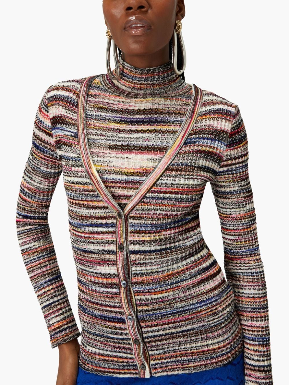 Missoni MISSONI- V-necked Striped Cardigan