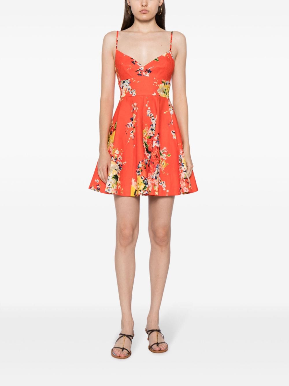 Zimmermann ZIMMERMANN- Floral Print Linen Flared Mini Dress