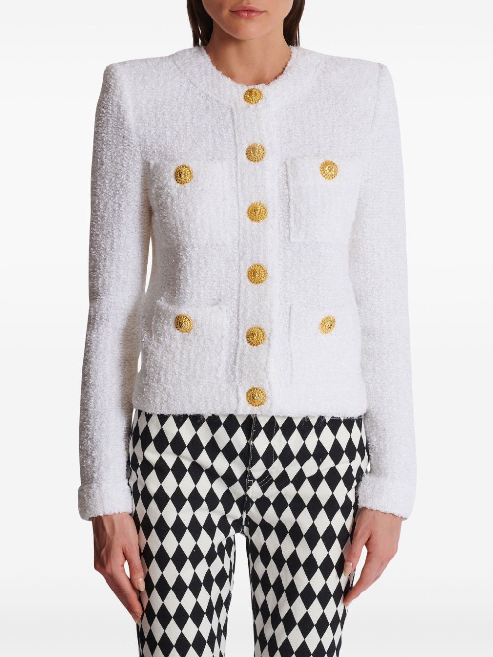 Balmain BALMAIN- Buttoned Tweed Short Jacket