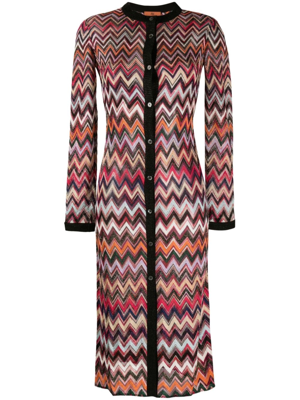 Missoni MISSONI- Buttoned Zig Zag Pattern Long Cardigan