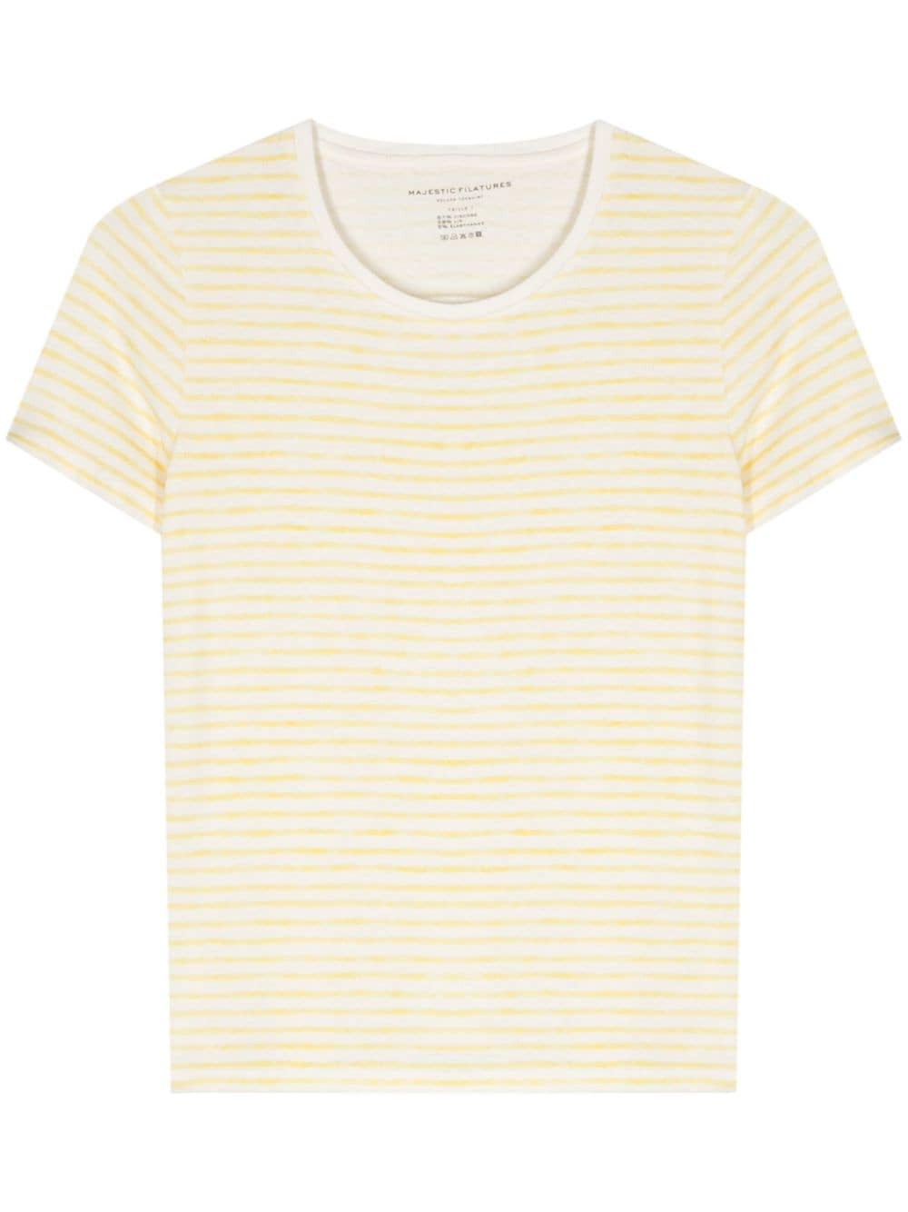 Majestic MAJESTIC- Striped Linen Blend T-shirt