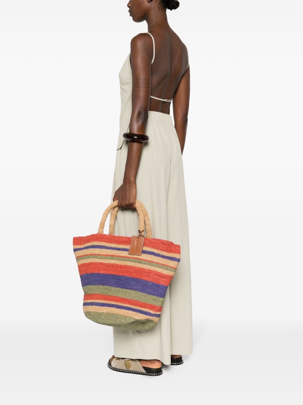 Manebi MANEBI- Summer Striped Raffia Tote Bag