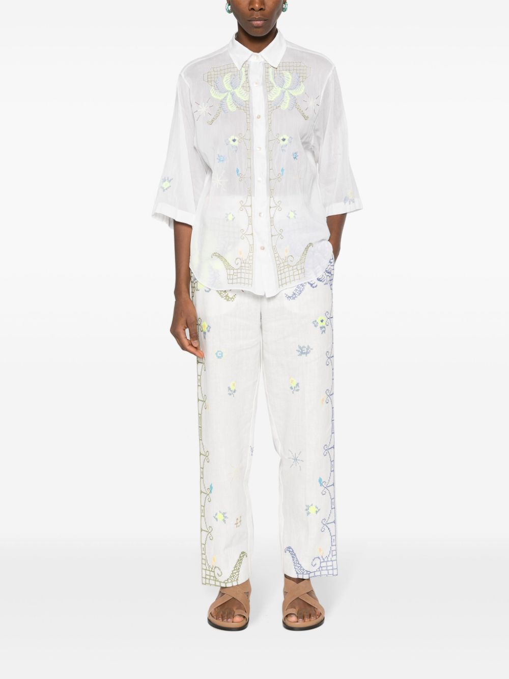 Forte Forte FORTE FORTE- Embroidered Cotton And Silk Blend Shirt
