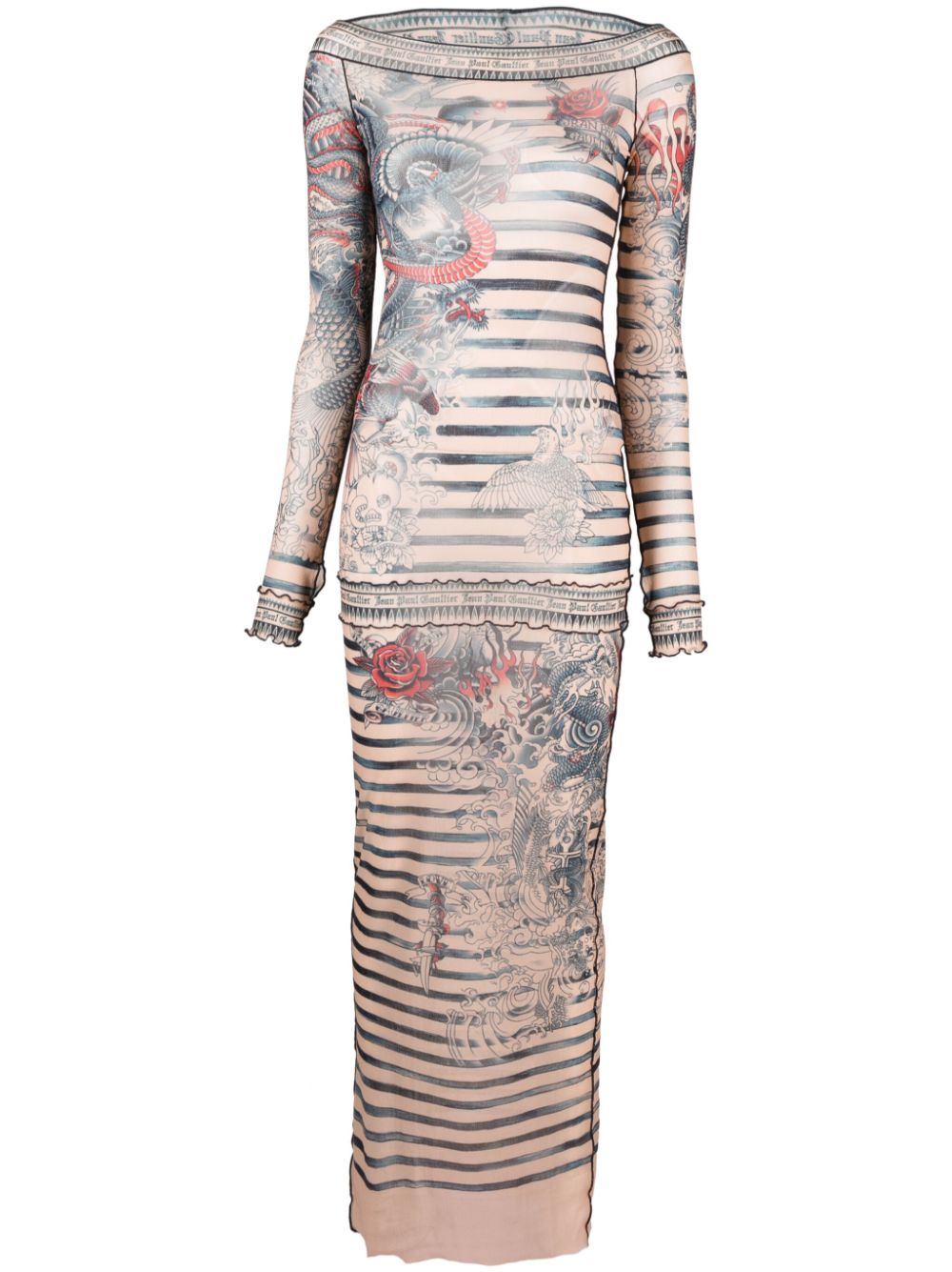 Jean Paul Gaultier JEAN PAUL GAULTIER- Tattoo Print Long Dress