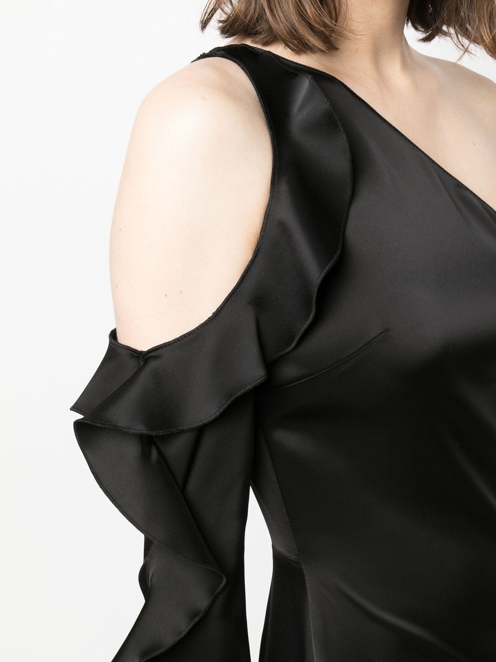 David Koma DAVID KOMA- Ruffle Detail One Shoulder Midi Dress