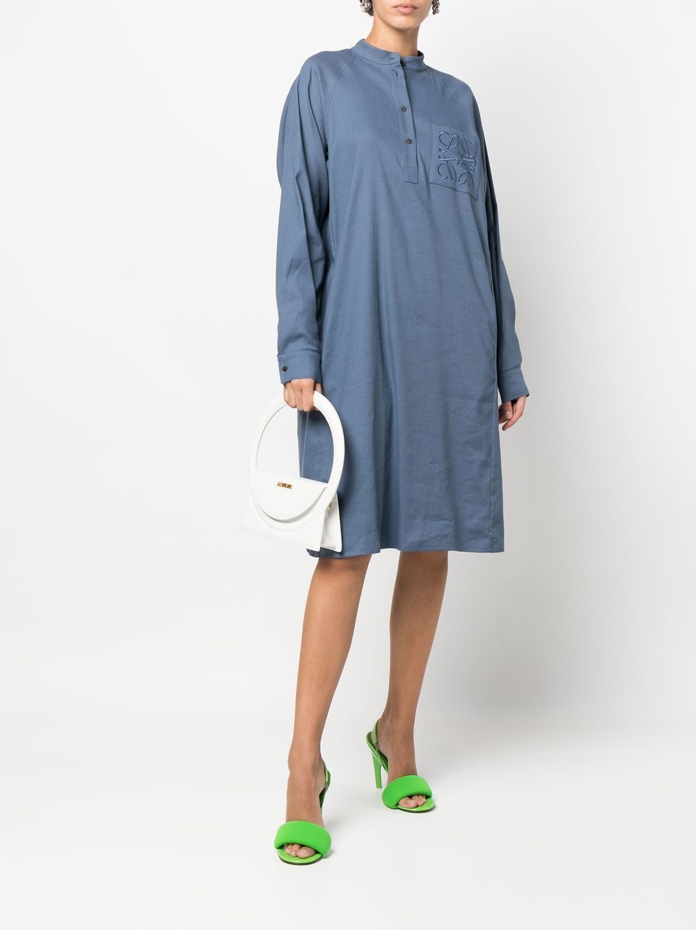 Loewe LOEWE- Anagram Linen Blend Silk Tunic Dress