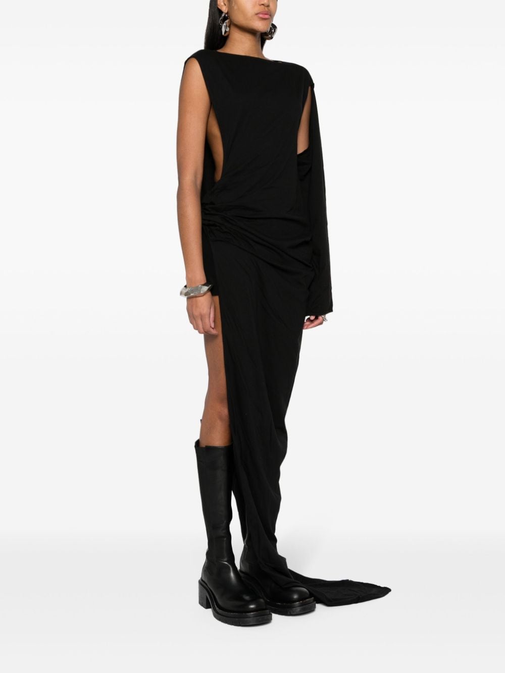 Rick Owens Drkshdw RICK OWENS DRKSHDW- One-shoulder Cotton Long Dress