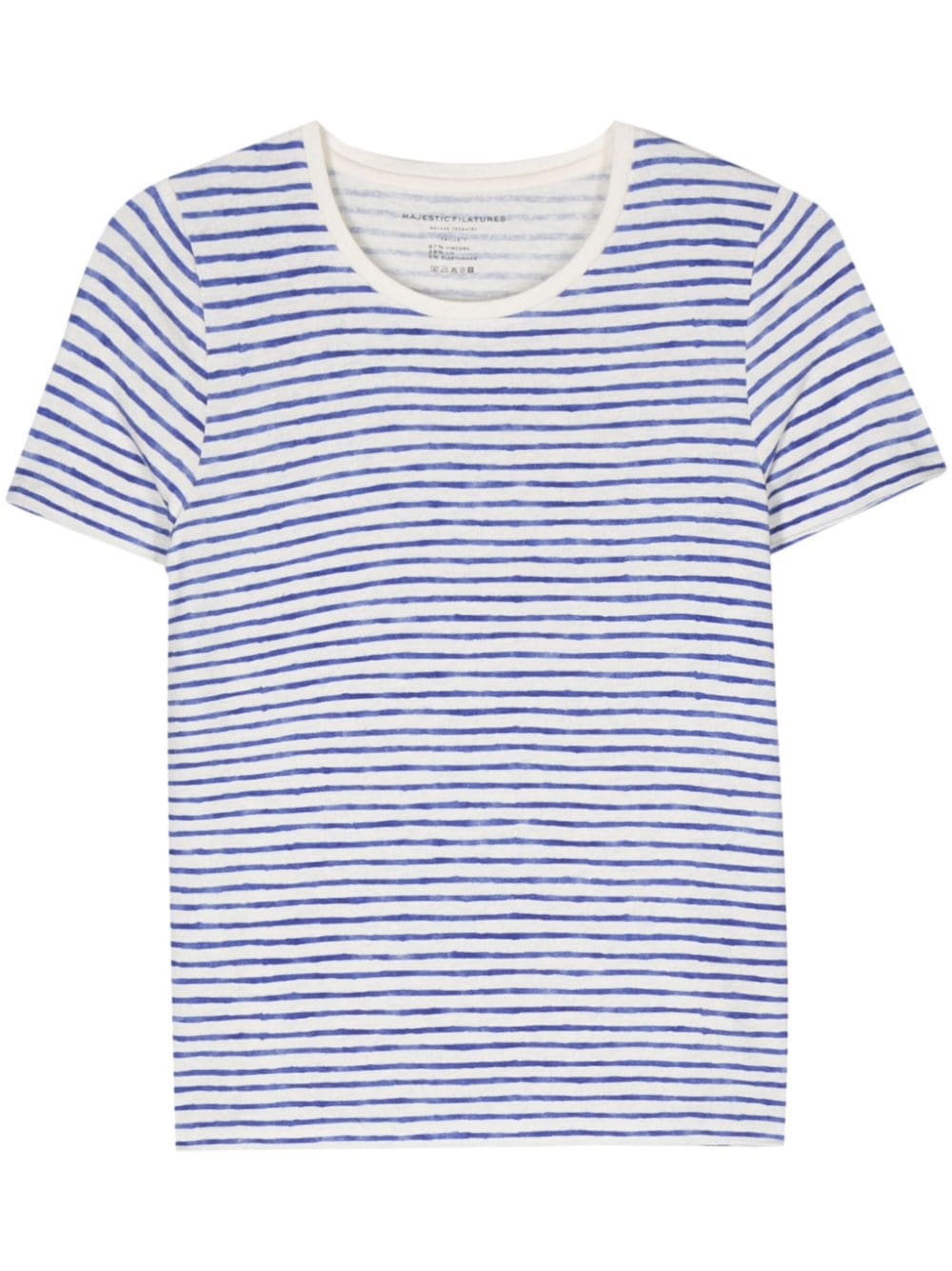 Majestic MAJESTIC- Striped Linen Blend T-shirt