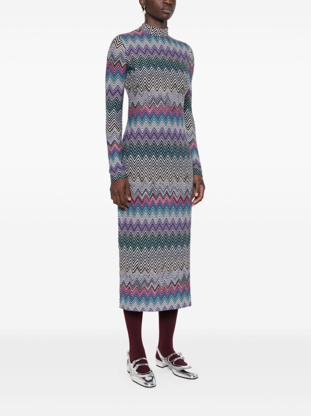 Missoni MISSONI- Zig Zag Motif Wool Midi Dress