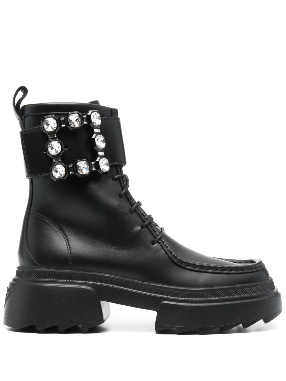 Roger Vivier ROGER VIVIER- Wallaviv Strass Buckle Leather Boots