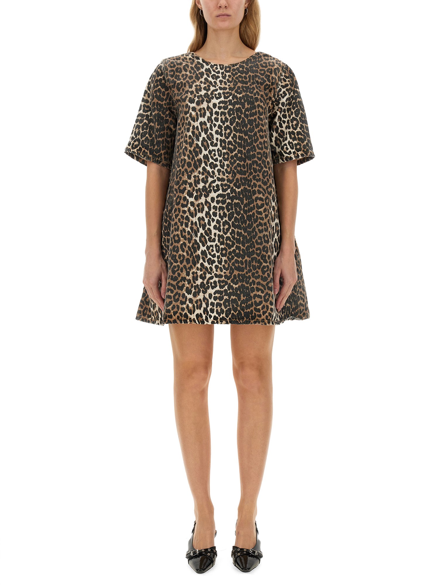 Ganni ganni mini leopard dress