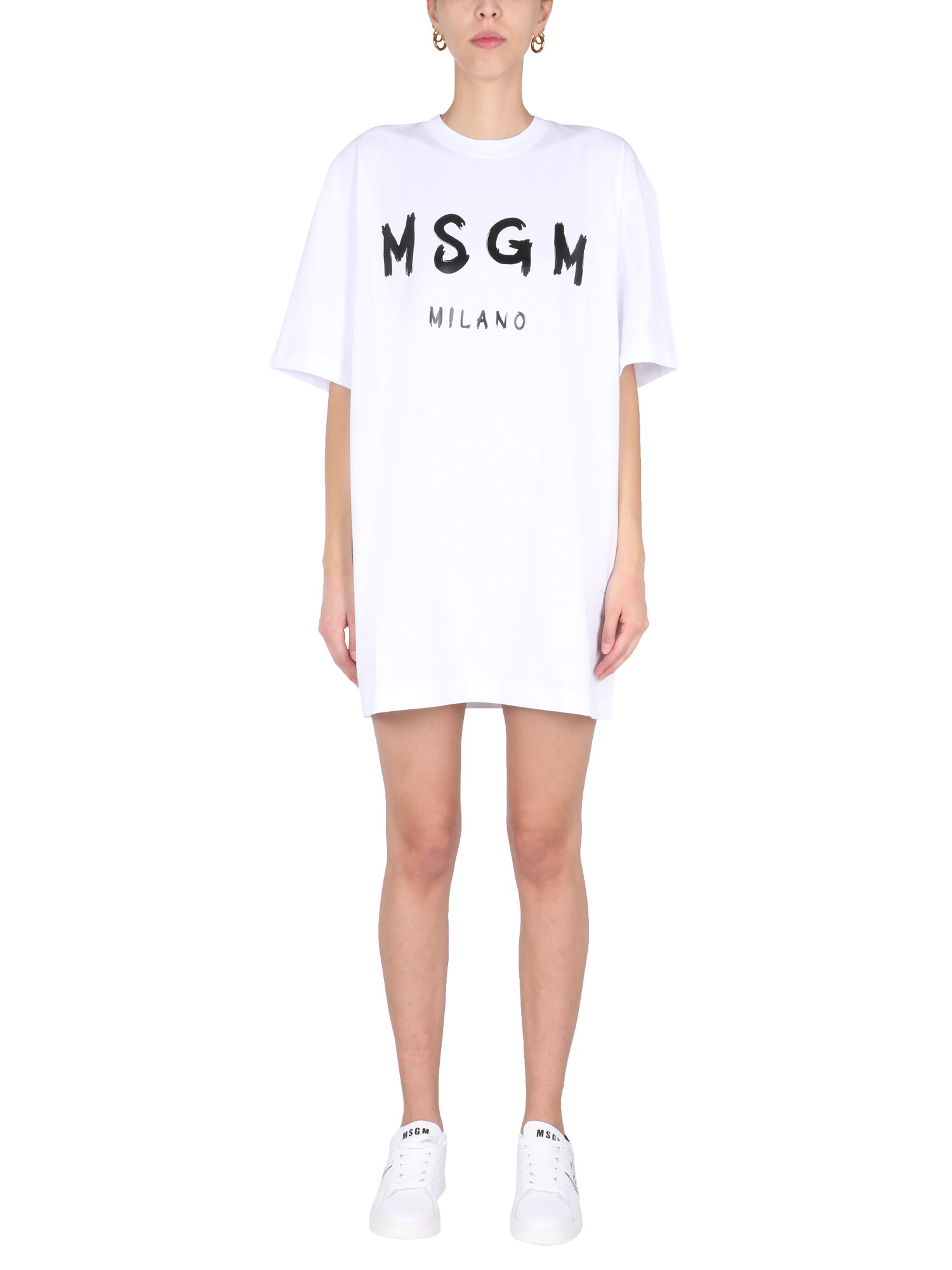 Msgm msgm logo print t-shirt dress