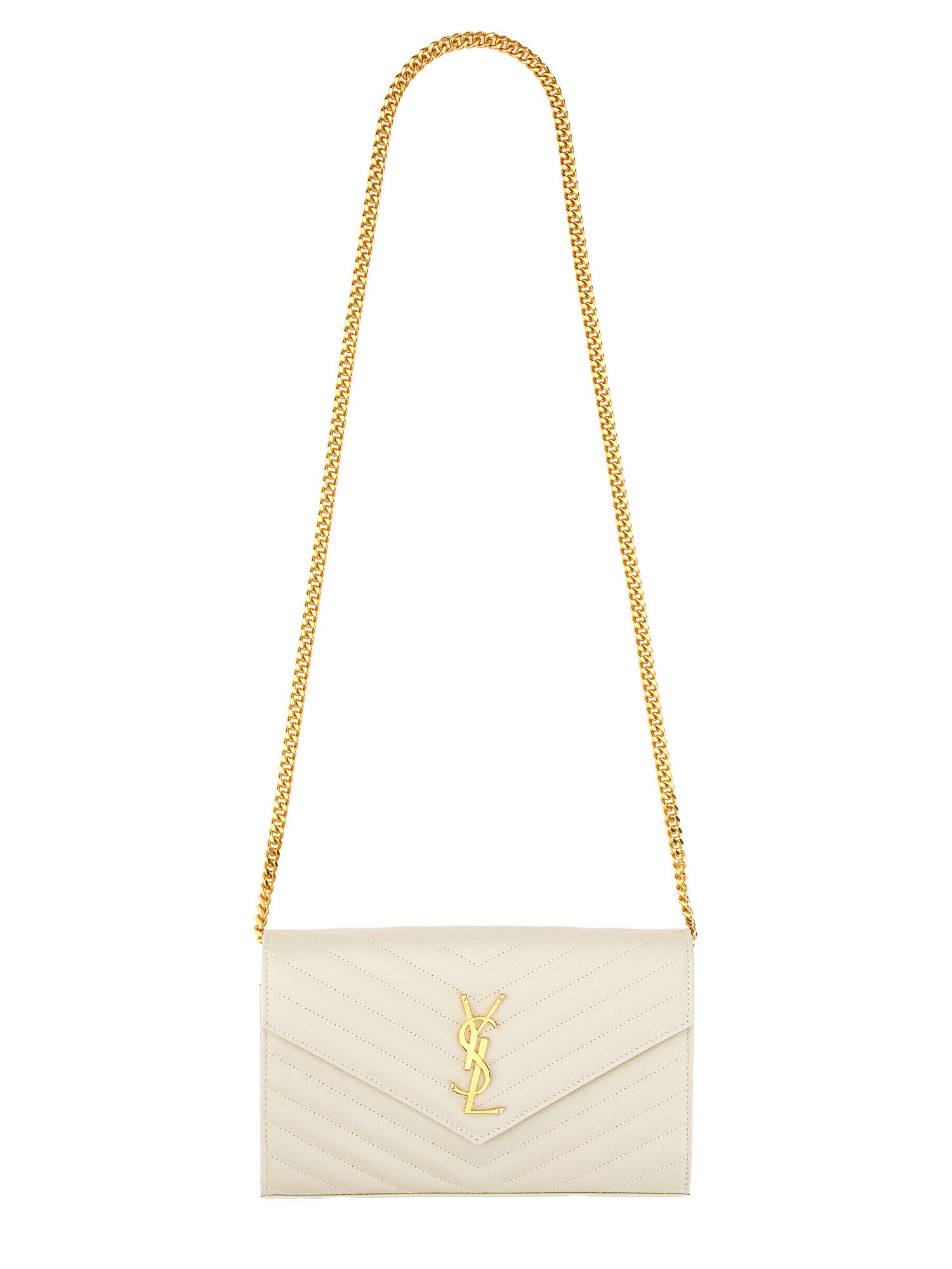 Saint Laurent saint laurent "cassandre" clutch bag with chain