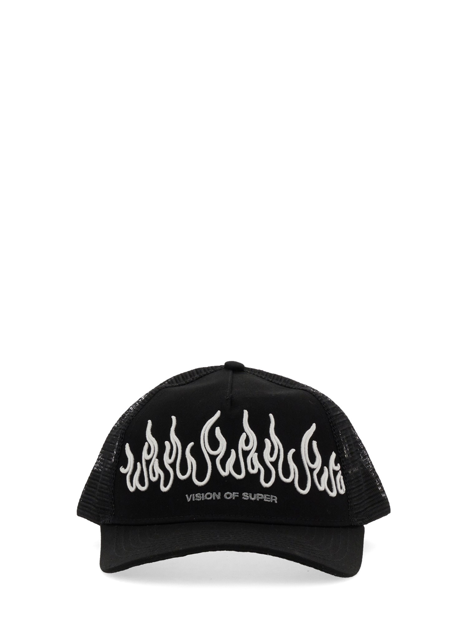 Vision Of Super vision of super white embroidered flames baseball cap