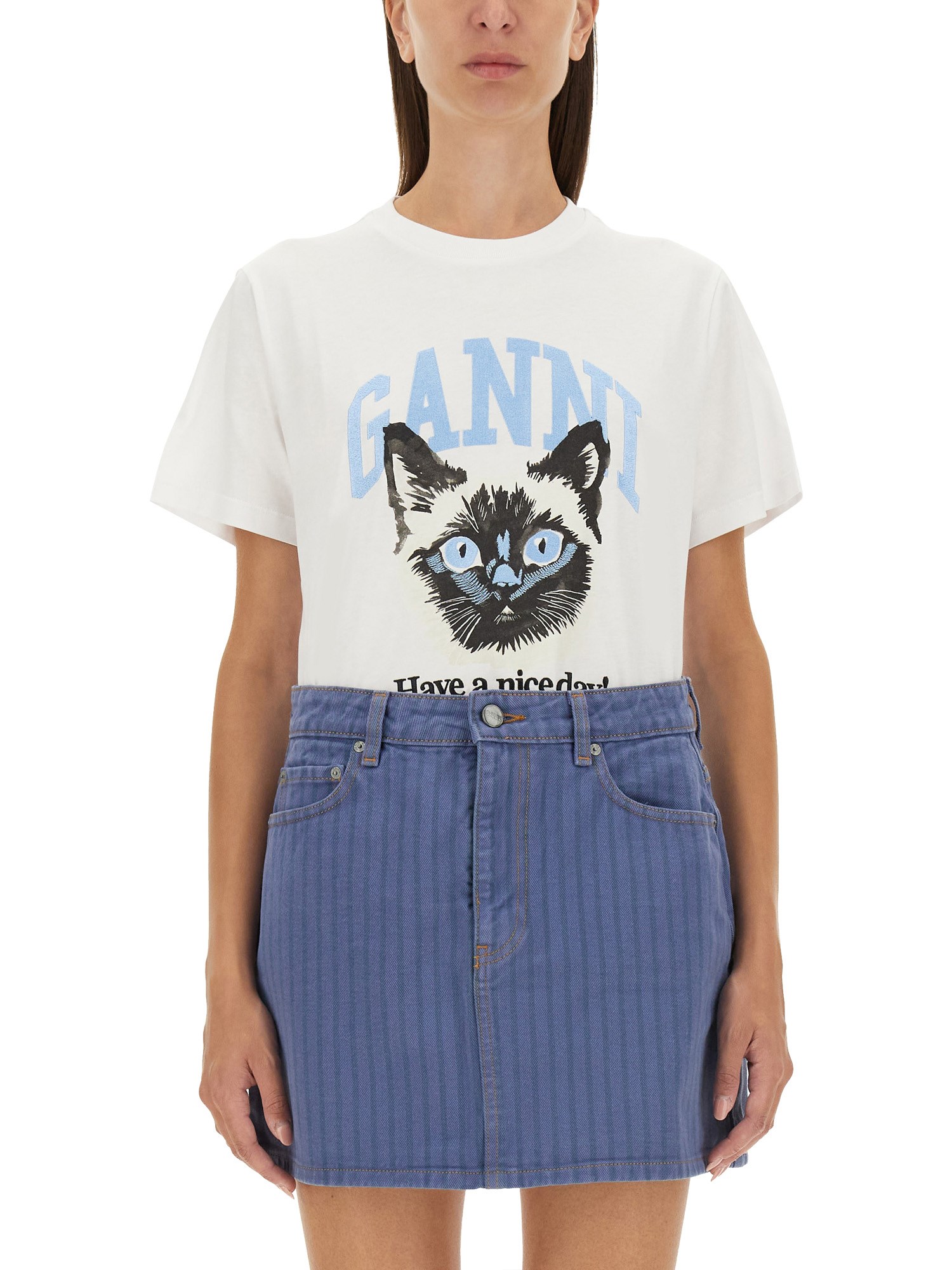 Ganni ganni cat print t-shirt