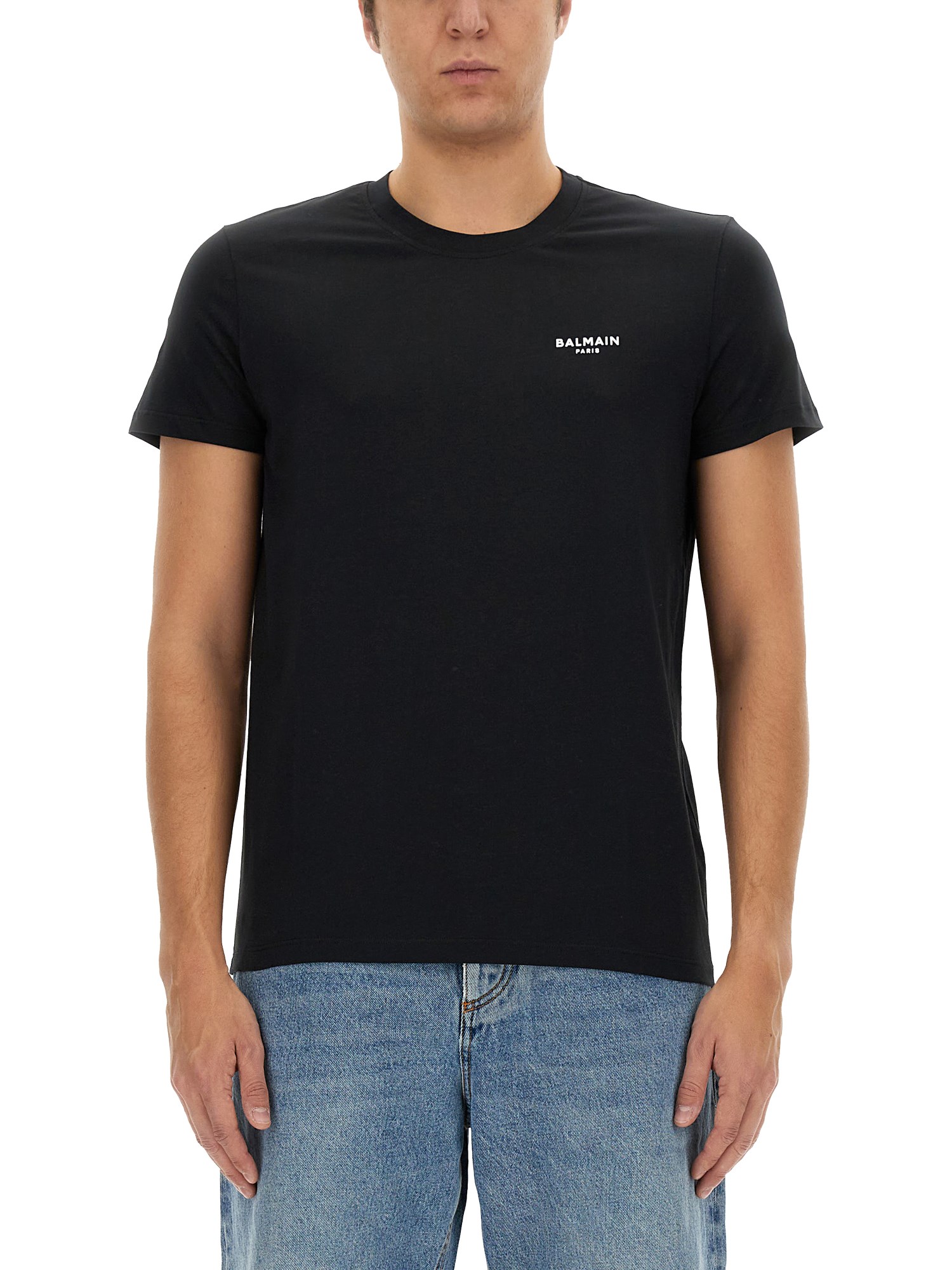 Balmain balmain flocked logo t-shirt