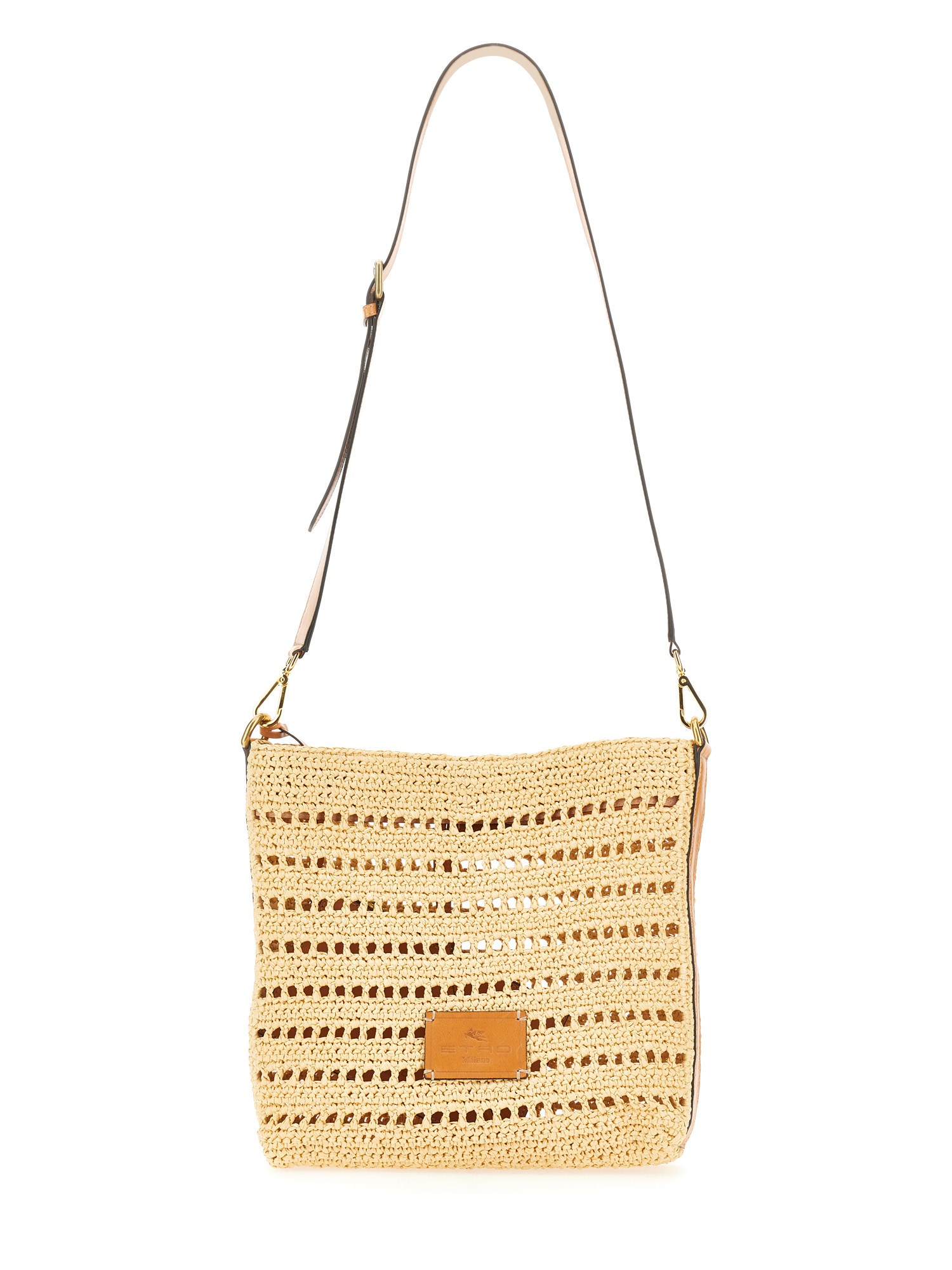 Etro etro perforated raffia shoulder bag