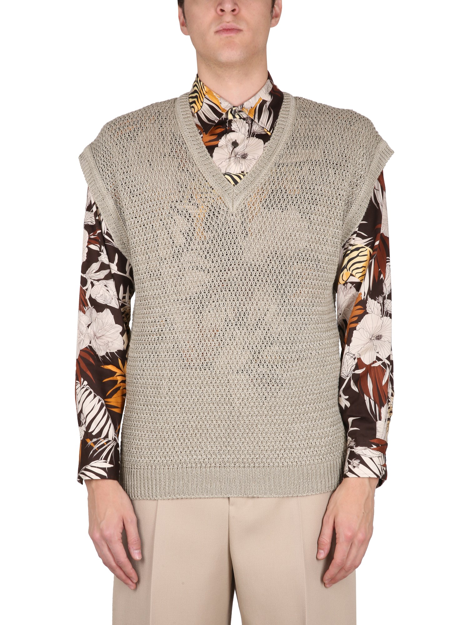 Etro etro linen knit vest