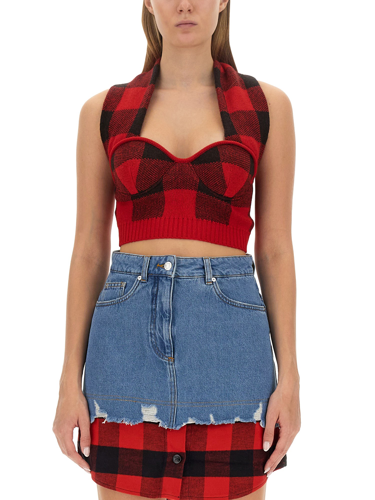 Moschino Jeans moschino jeans tartan pattern top