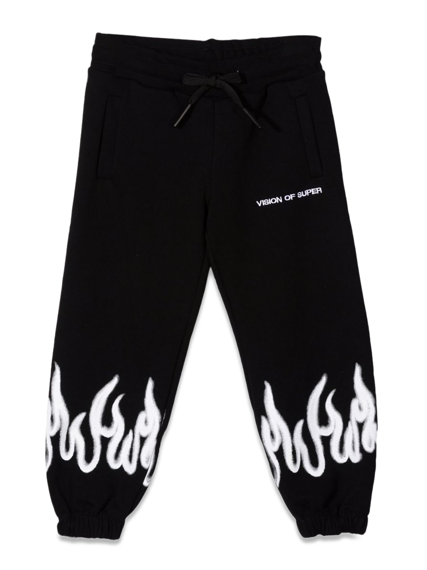 Vision Of Super vision of super black pants kids with white spray flames