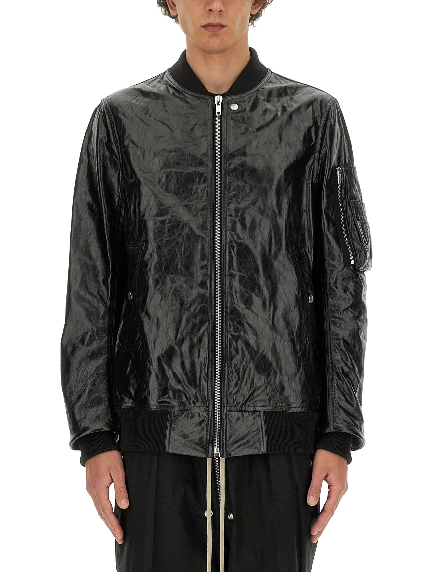 Rick Owens rick owens leather bomber jacket