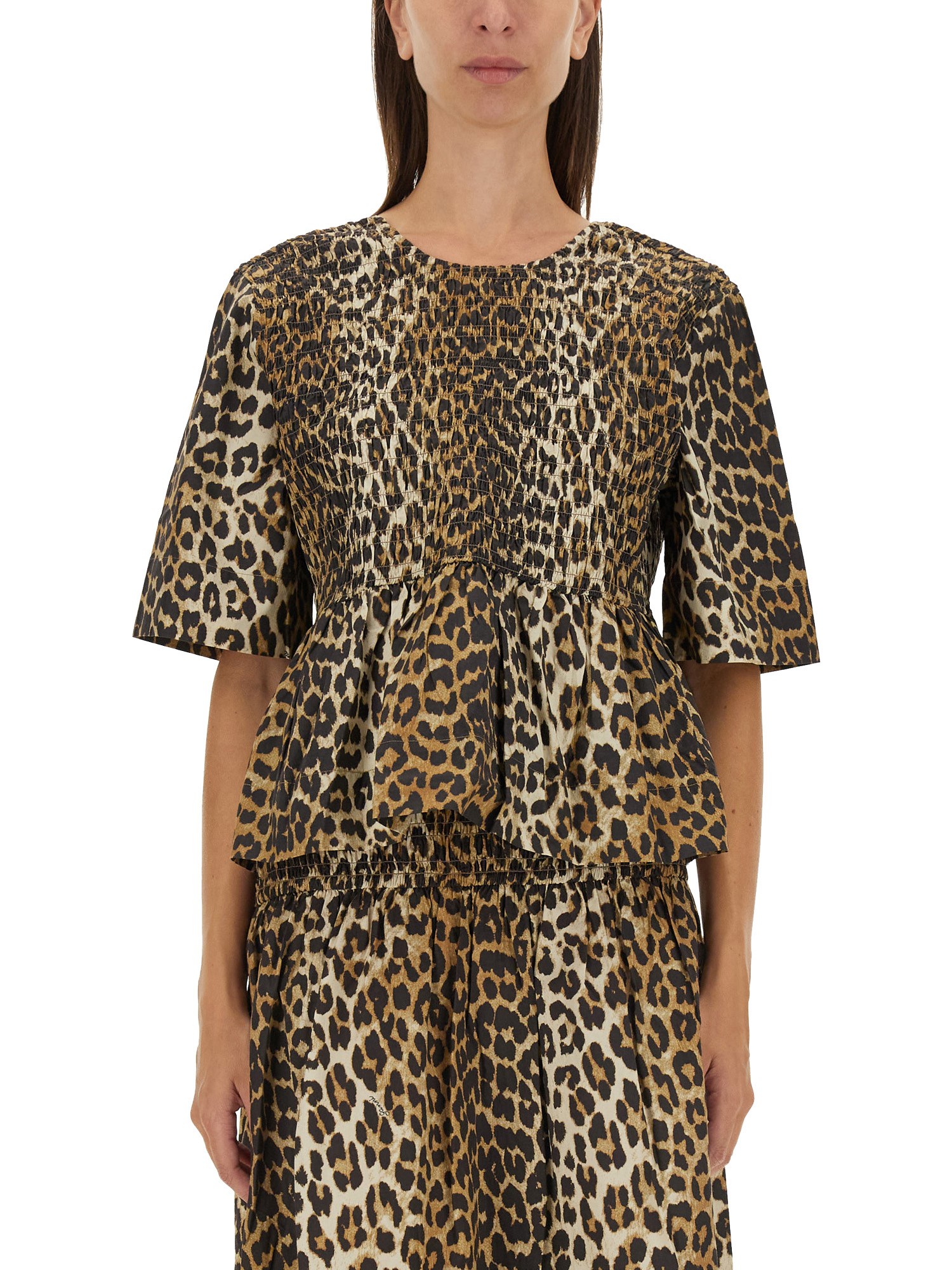 Ganni ganni animal print top