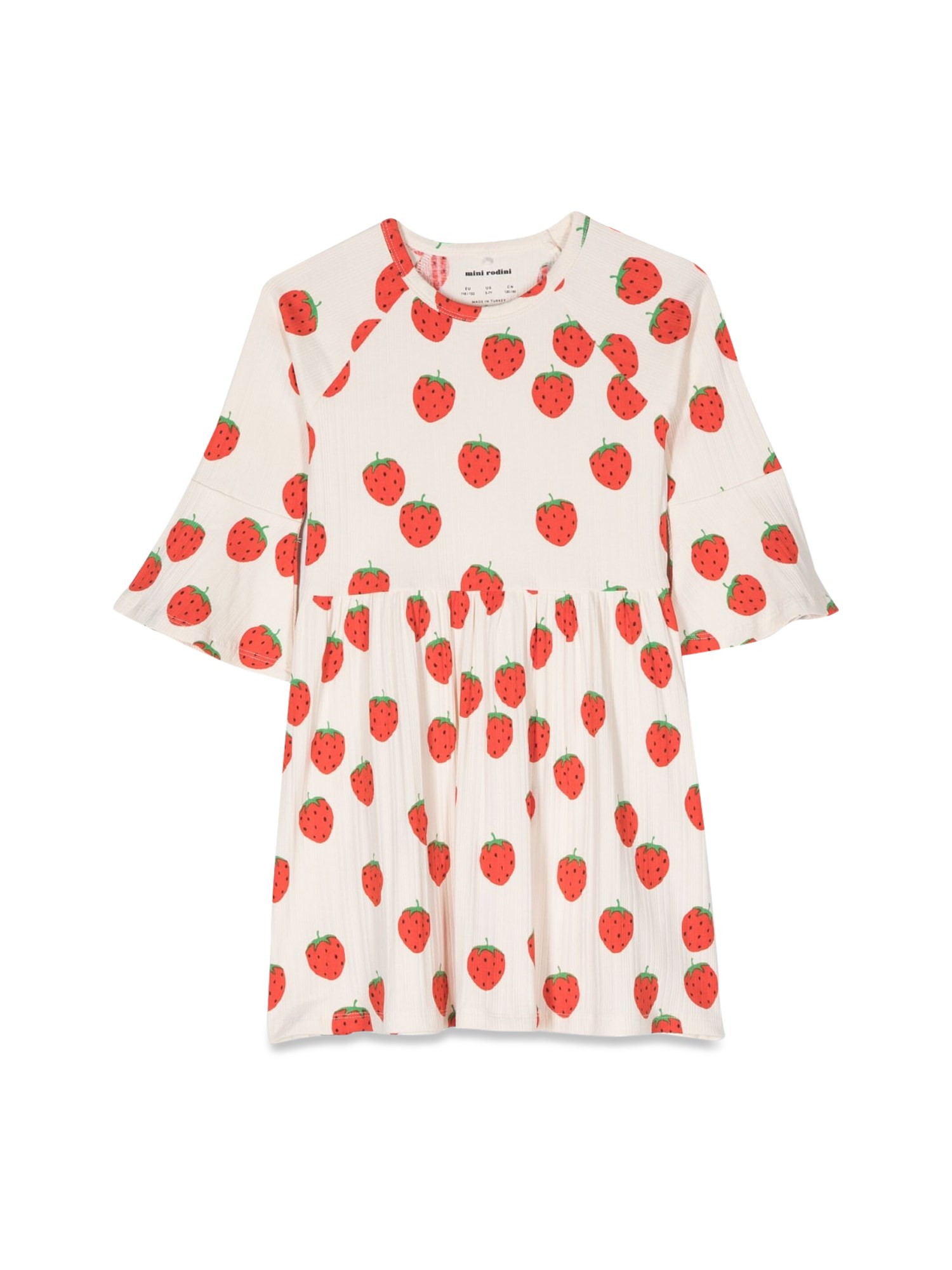 Mini Rodini mini rodini strawberries allover p trumpet sleeve dress