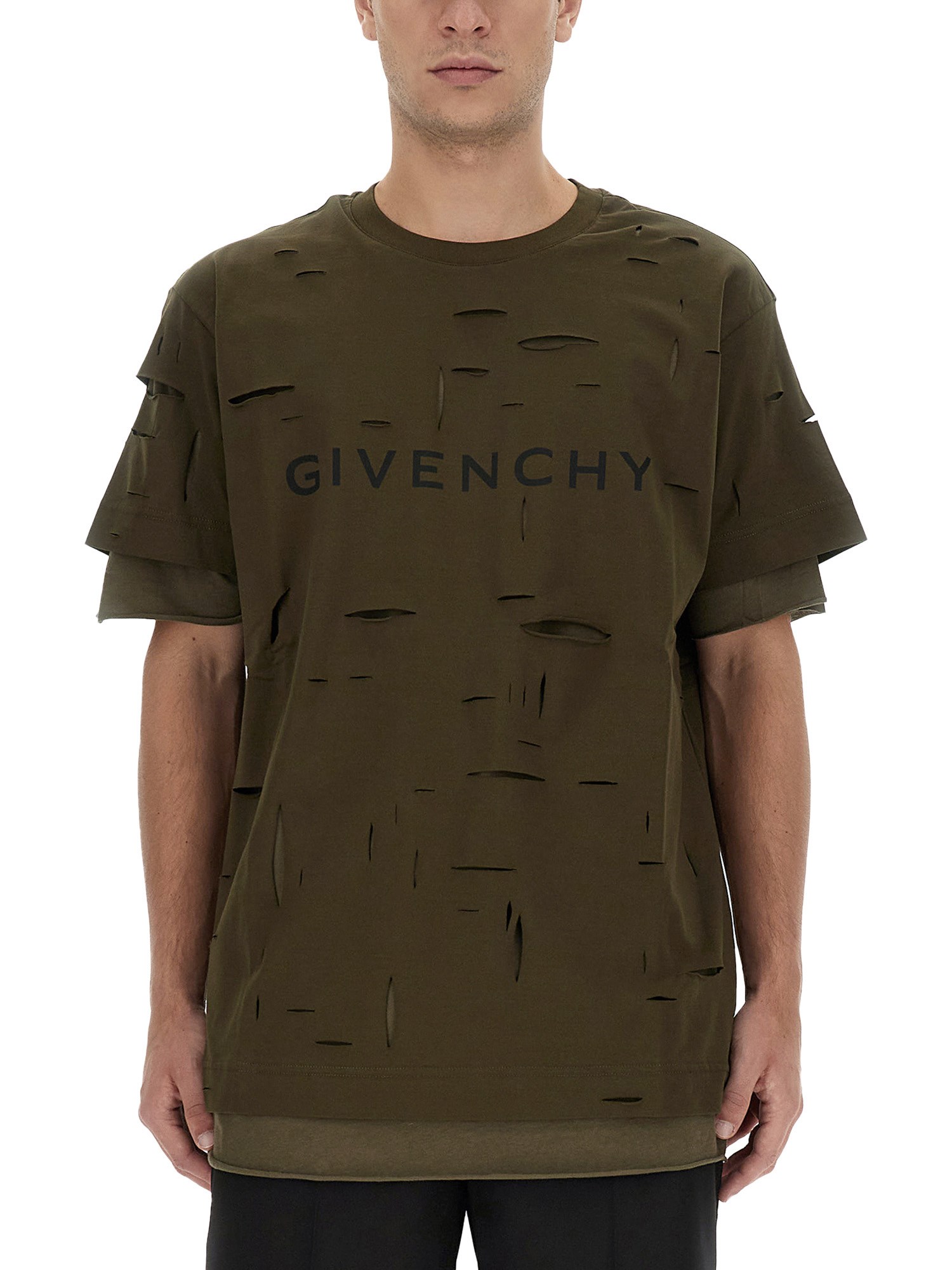 Givenchy givenchy torn effect cotton t-shirt