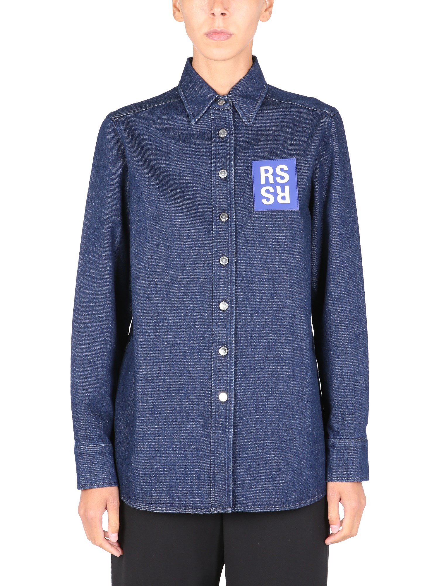 Raf Simons raf simons shirt jacket with logo patch