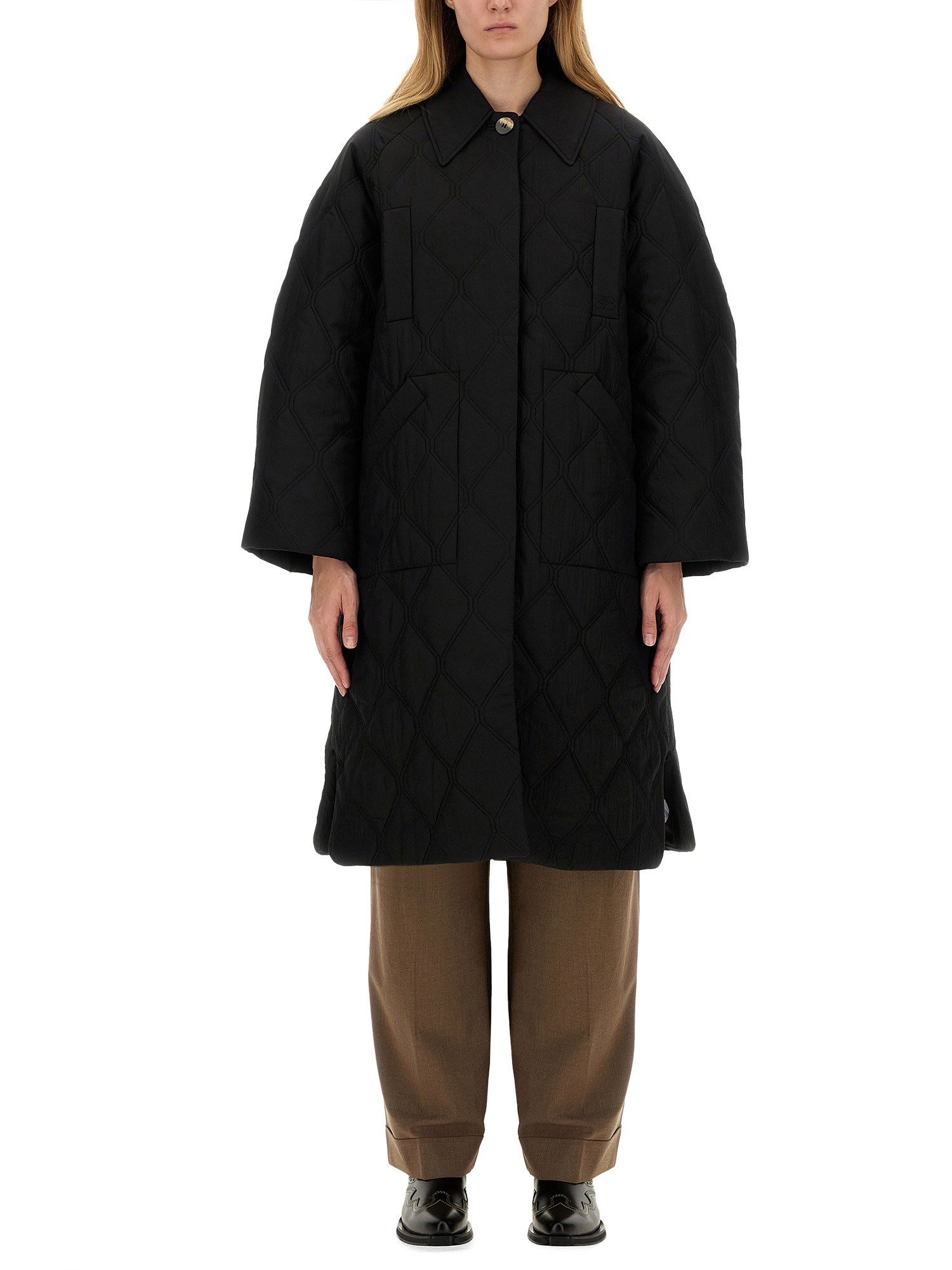 Ganni ganni coat with raglan sleeve