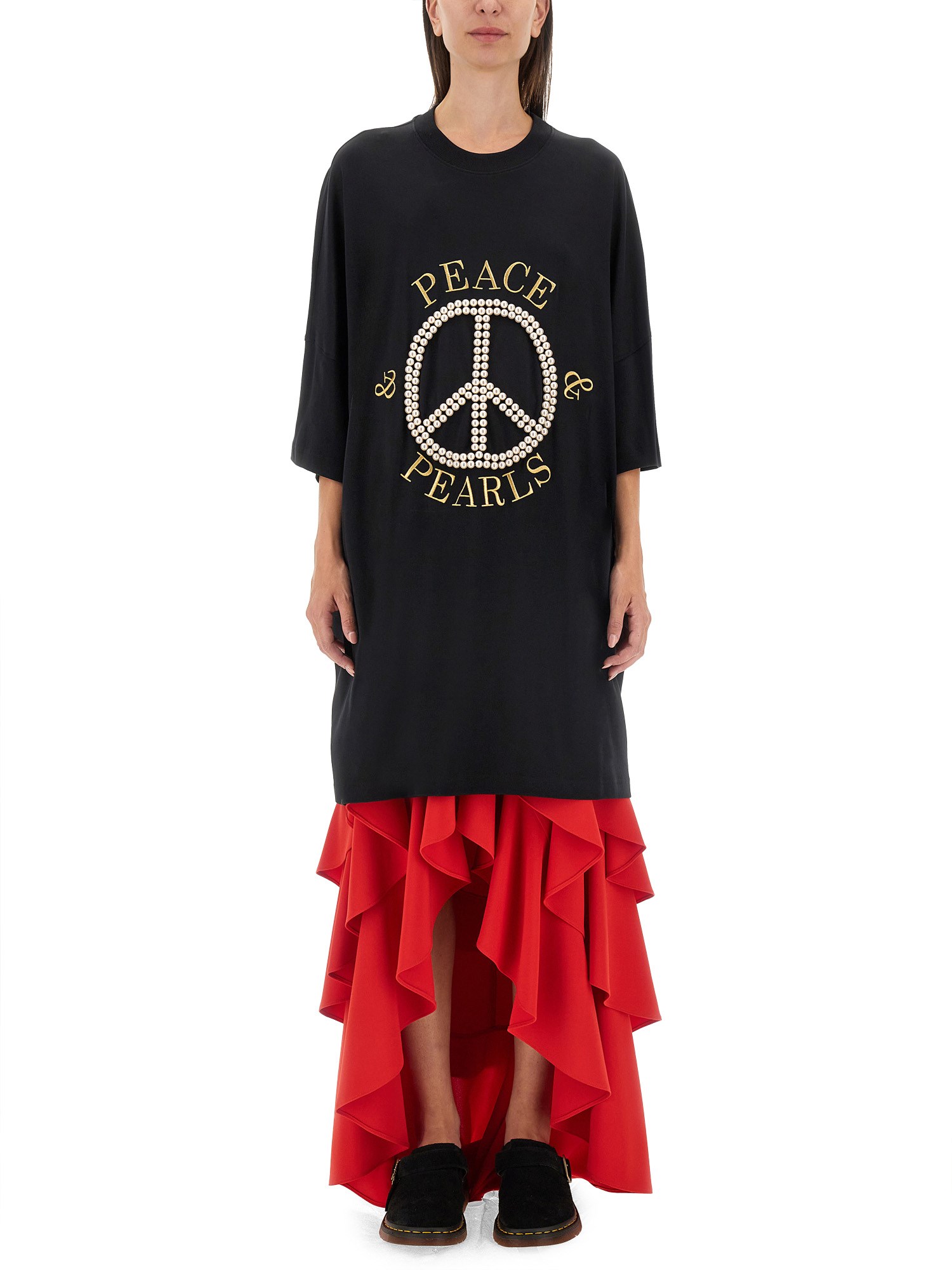 Moschino moschino peace & pearls cotton interlock dress