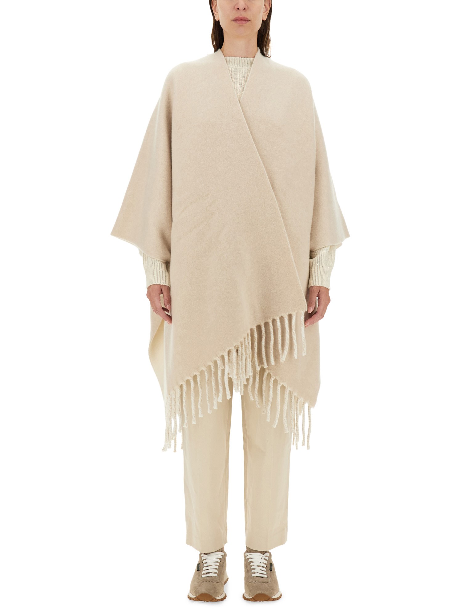 Brunello Cucinelli brunello cucinelli double knit wool and cashmere poncho