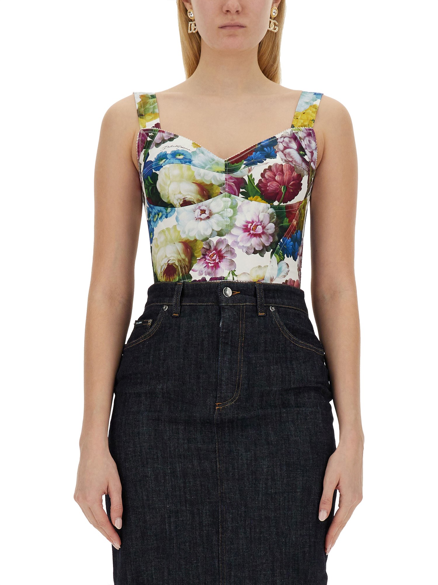 Dolce & Gabbana dolce & gabbana night flower print bustier top