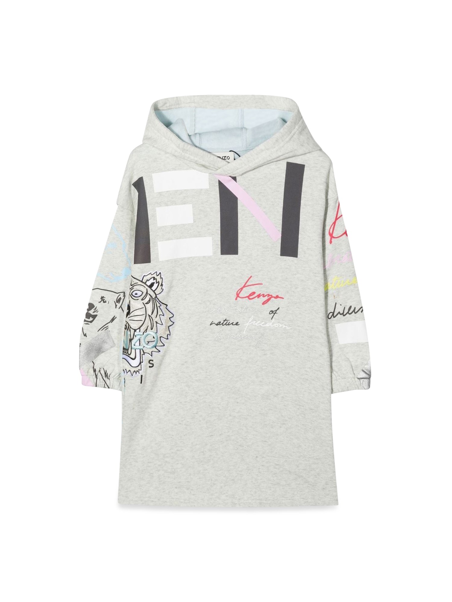 Kenzo kenzo large logo hooded dress with tiger