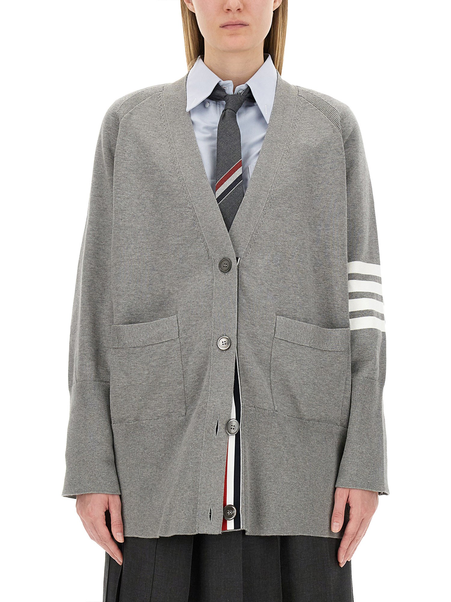 Thom Browne thom browne cardigan with inlay 4bar