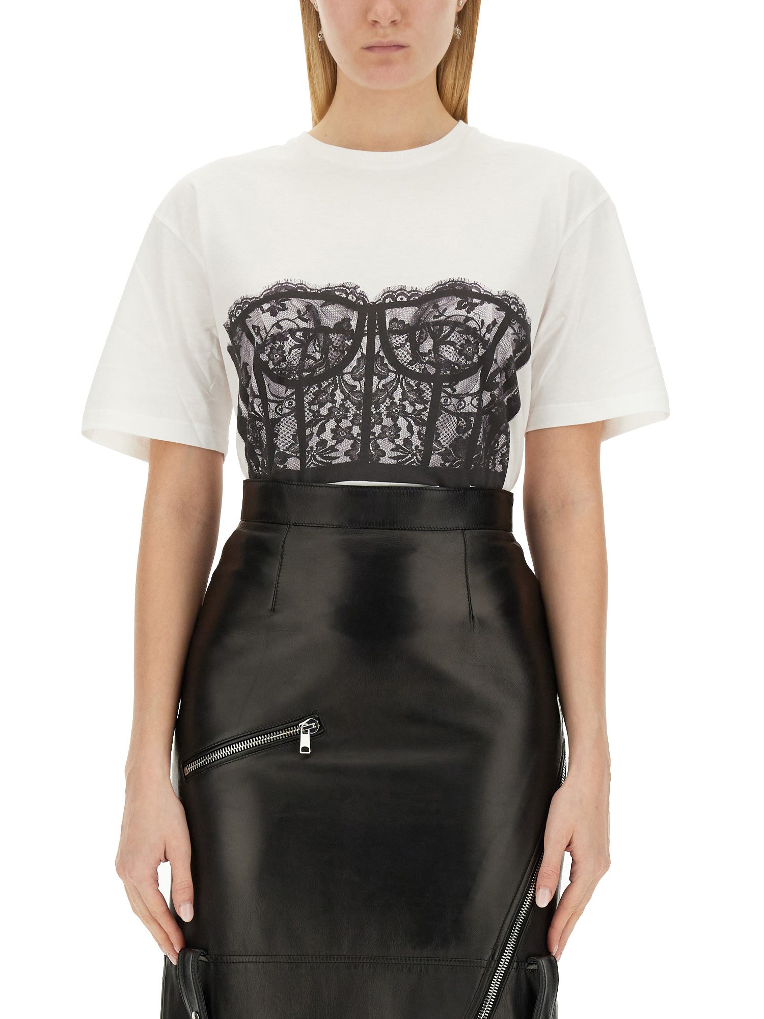 Alexander McQueen alexander mcqueen corset print t-shirt