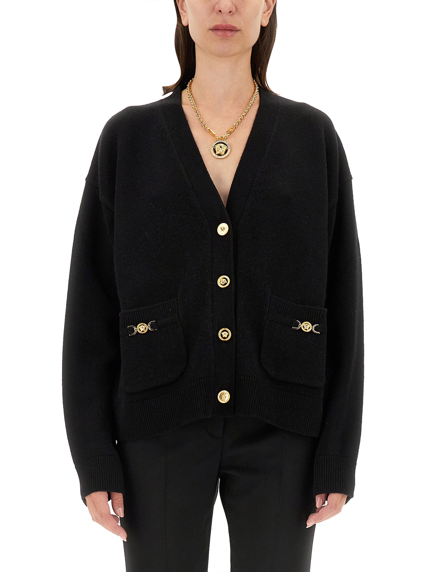 Versace versace cashmere blend knit boxy cardigan