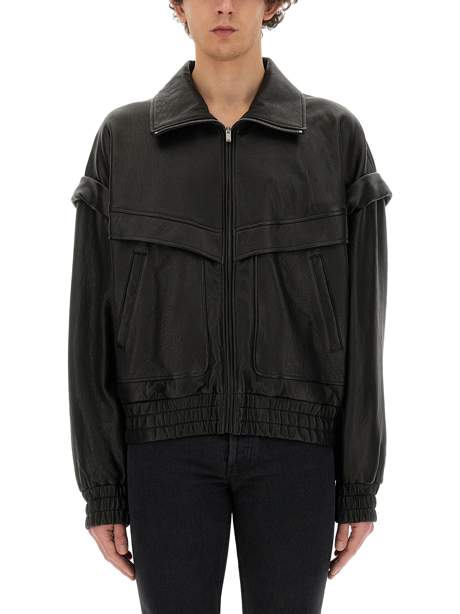 Saint Laurent saint laurent leather bomber jacket