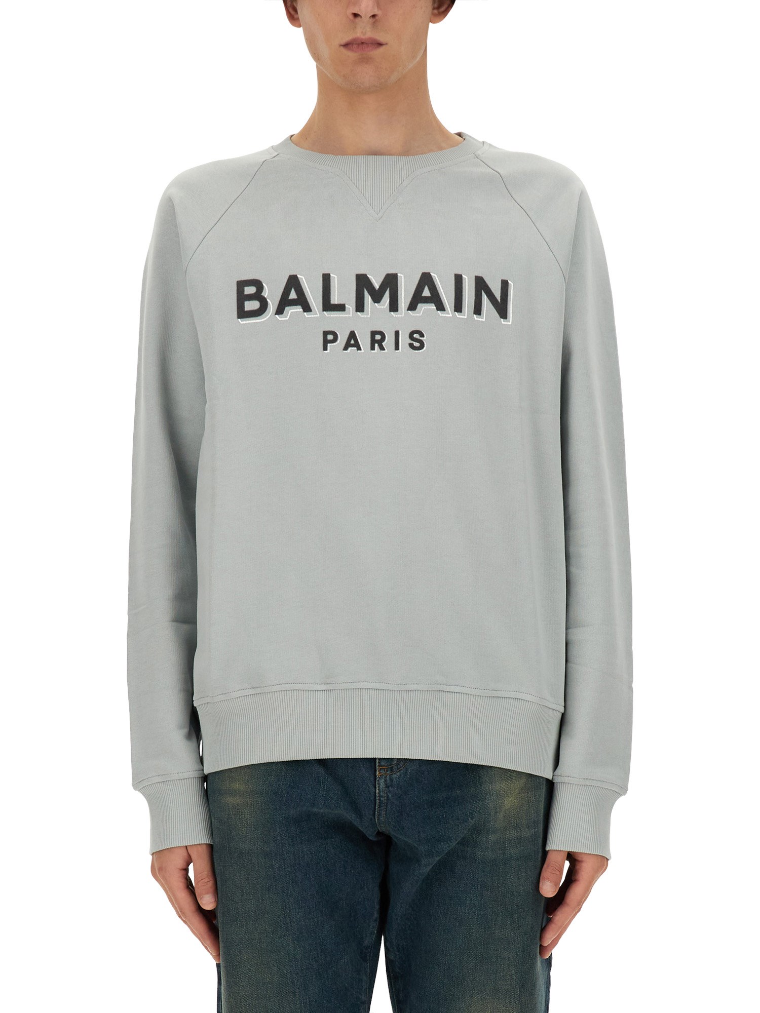 Balmain balmain flocked logo sweatshirt