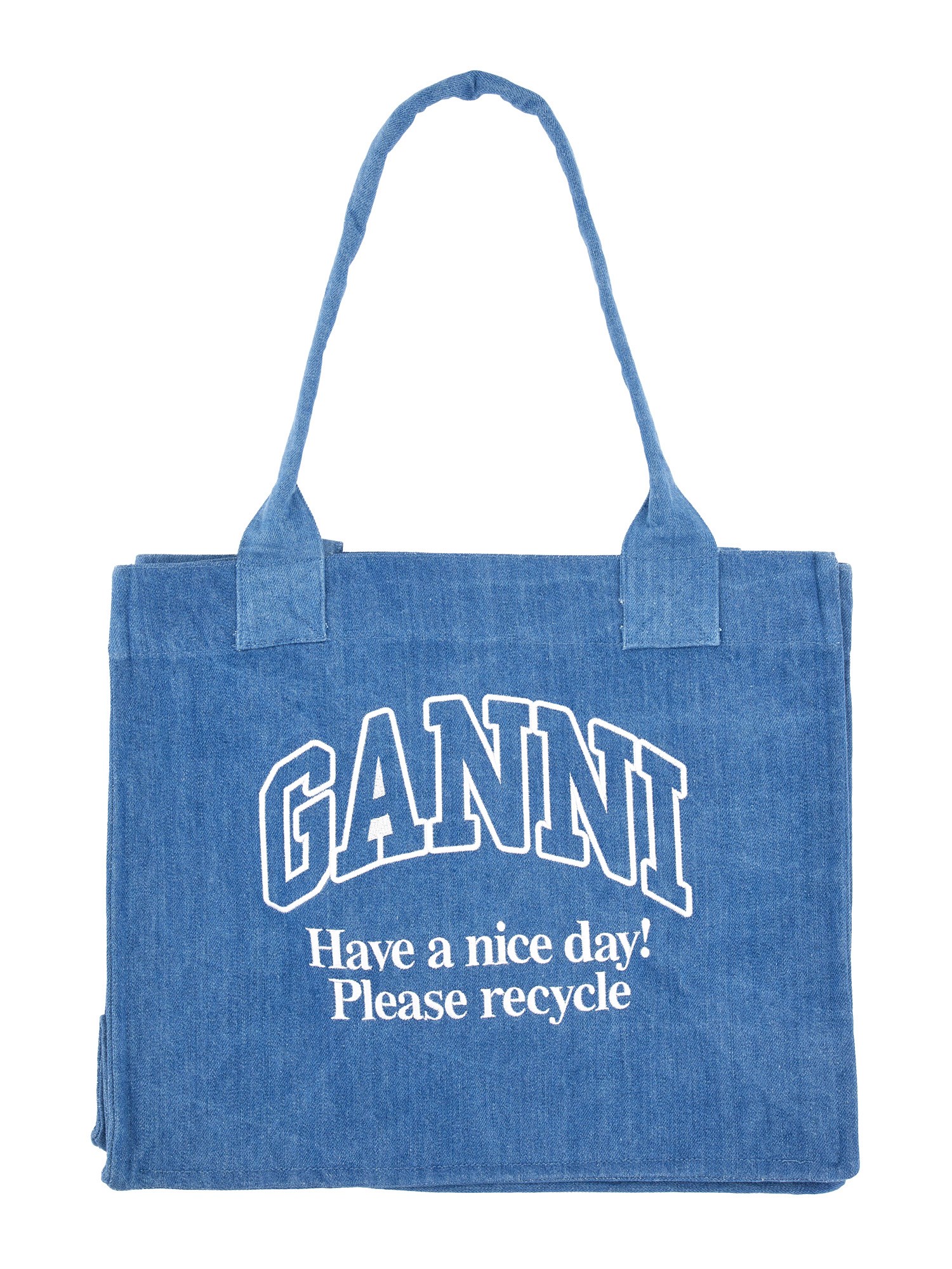 Ganni ganni denim tote bag with logo