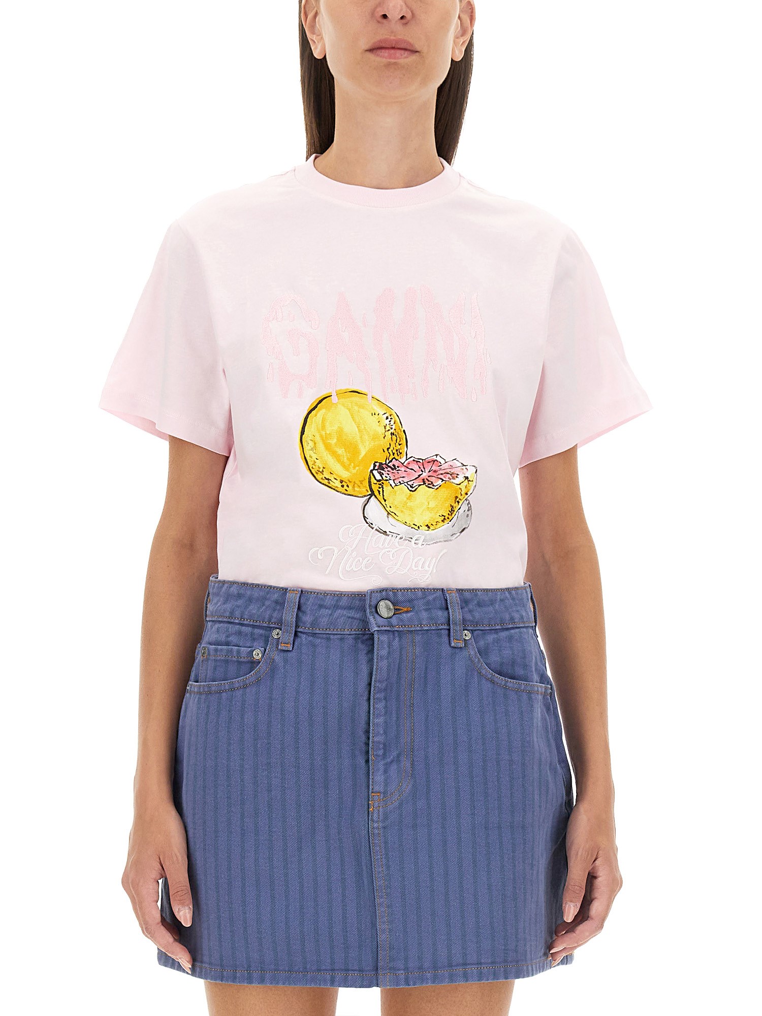 Ganni ganni grapefruit print t-shirt