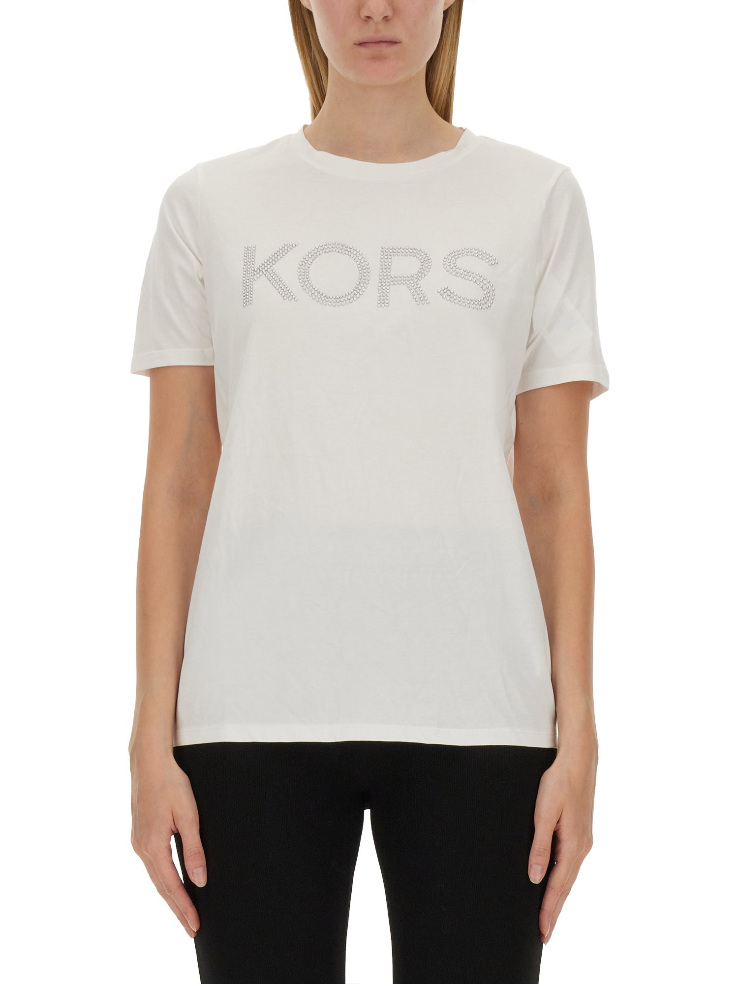  michael by michael kors studded logo t-shirt